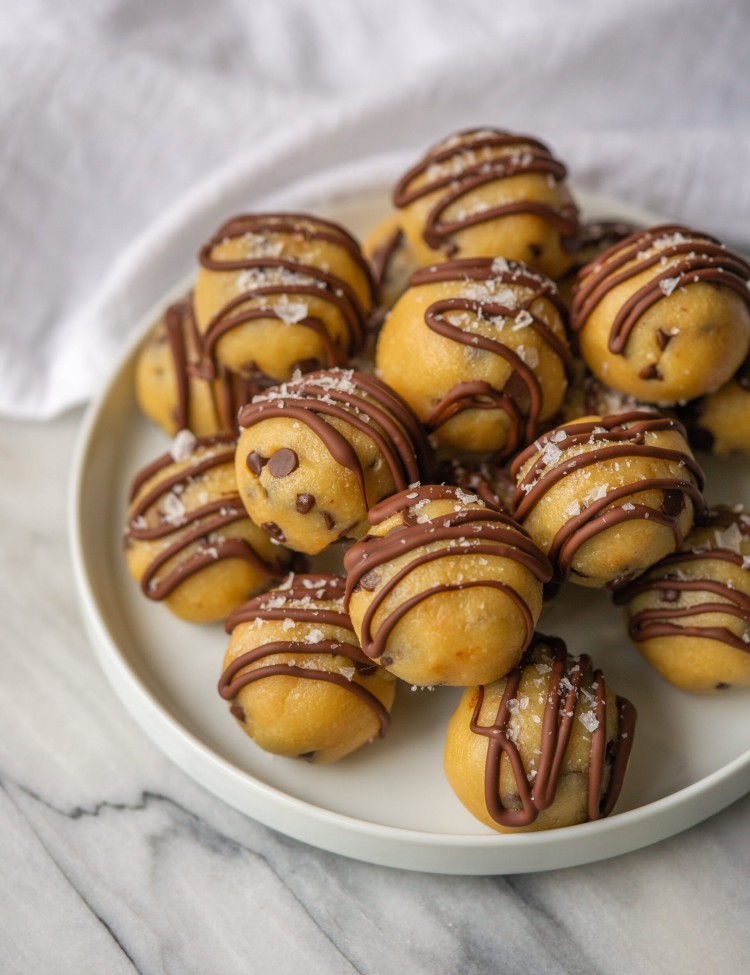 Cookie dough bites on a plate