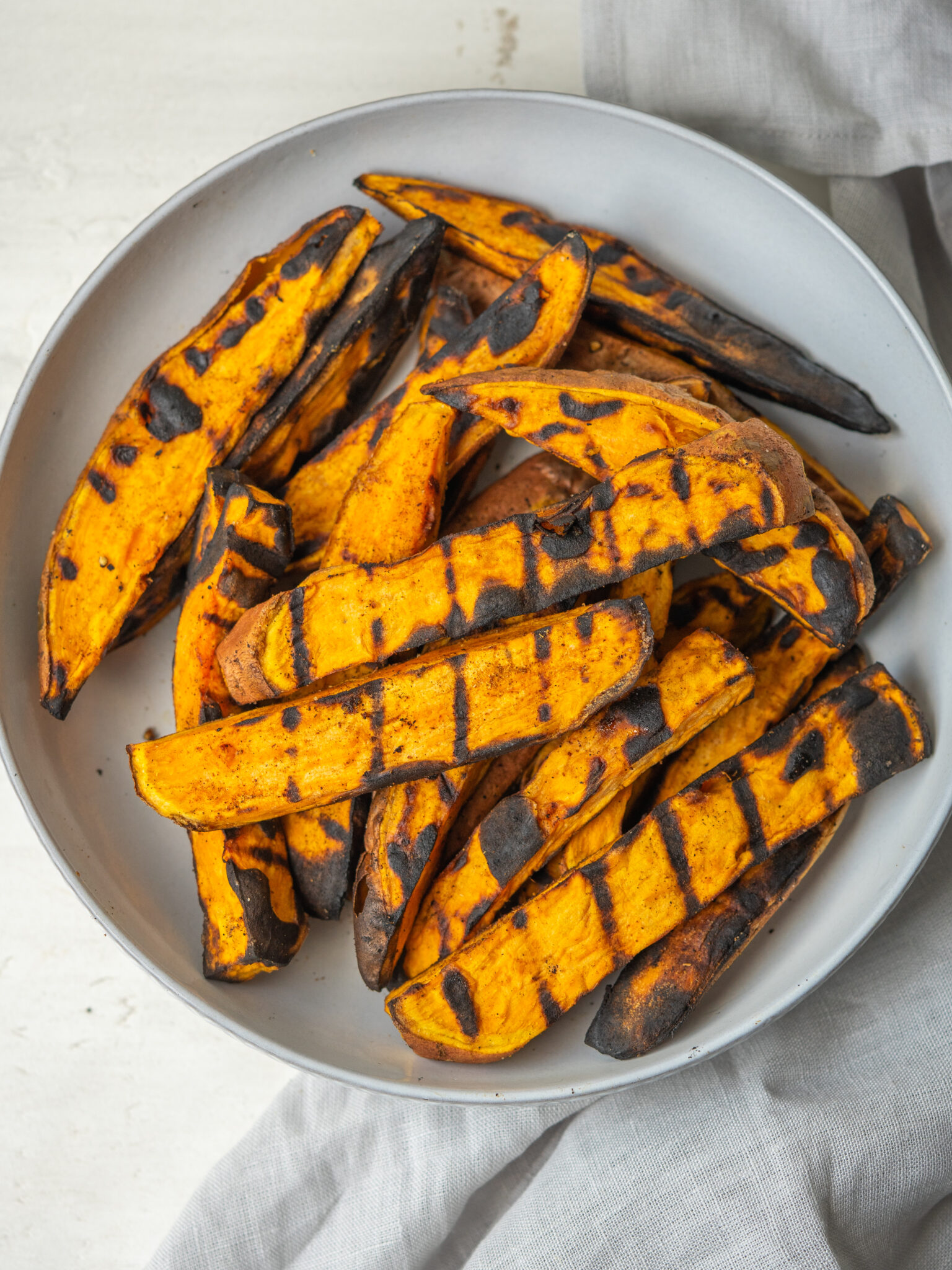 Grilled Sweet Potato Wedges with Mixed Herb Dressing - Mad About Food