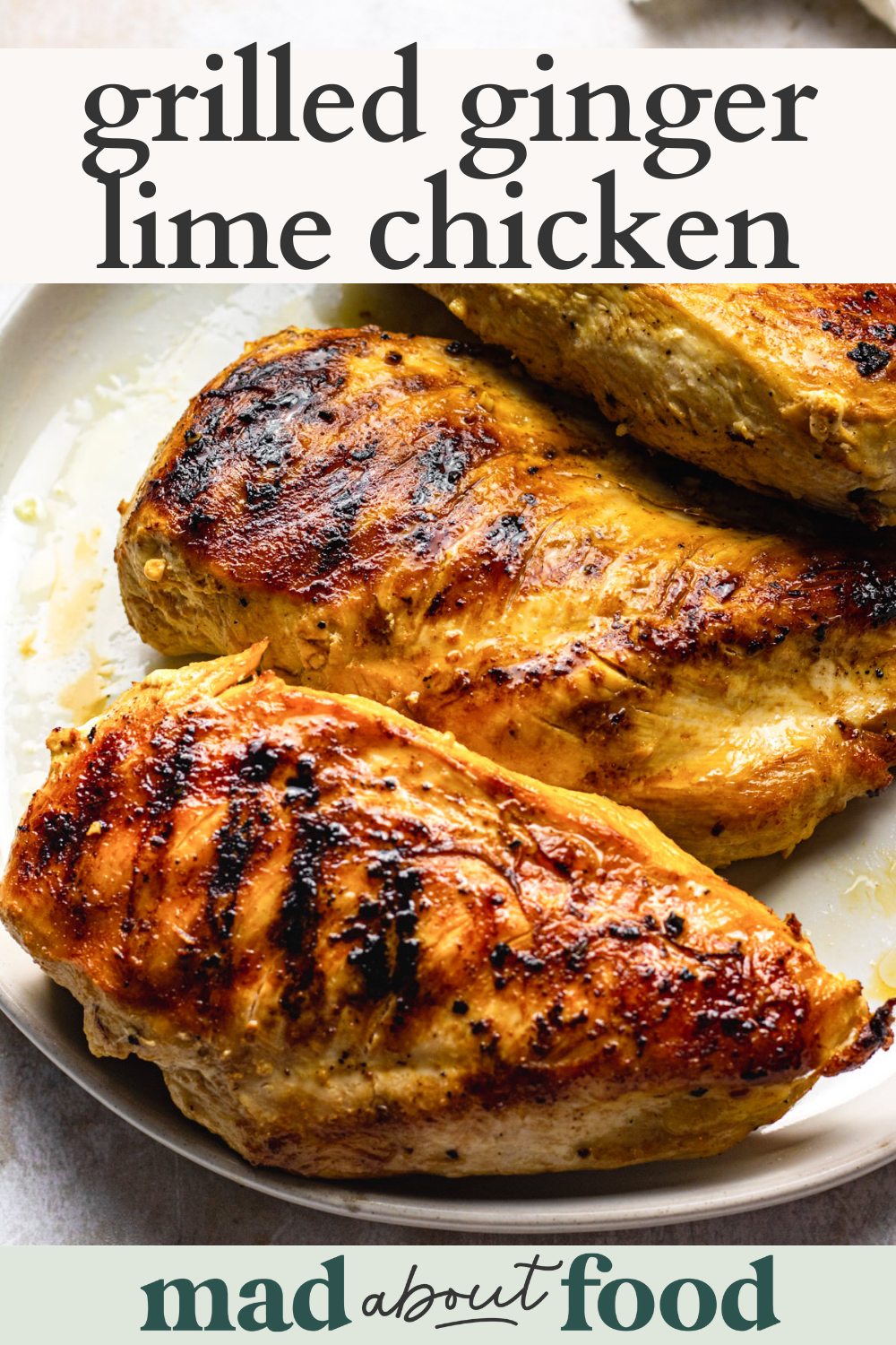Image for pinning Grilled Ginger Lime Chicken recipe on pinterest