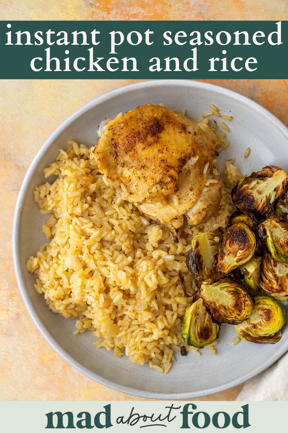Image for pinning Instant Pot Seasoned Chicken and Rice recipe on Pinterest