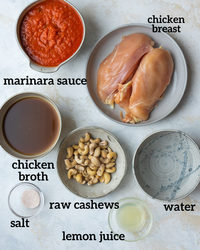 ingredients for creamy shredded chicken pasta sauce