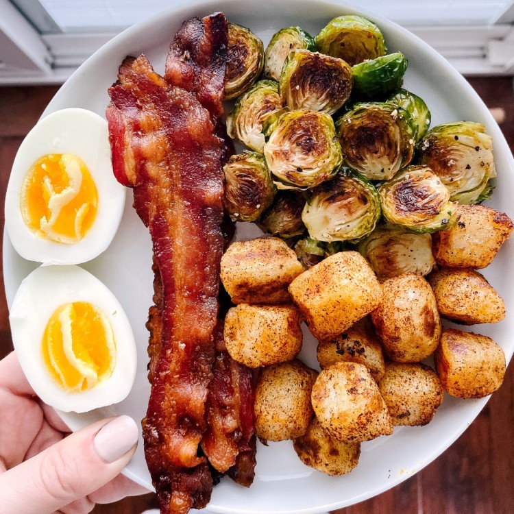 roasted brussels sprouts on a breakfast plate