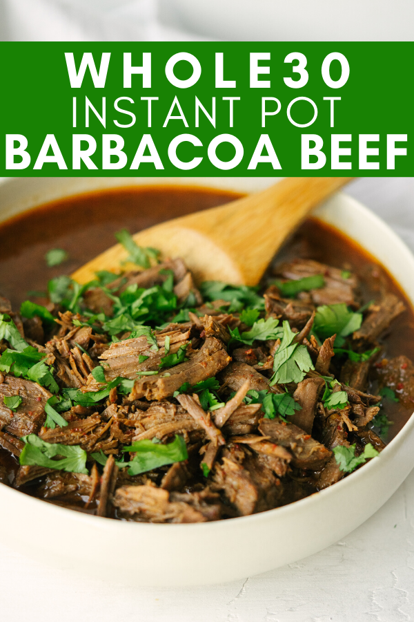 Pinterest image for instant pot barbacoa recipe