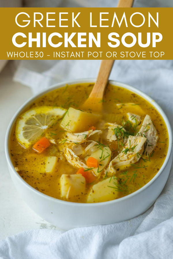 Image for pinning Greek Lemon Chicken Soup recipe on Pinterest