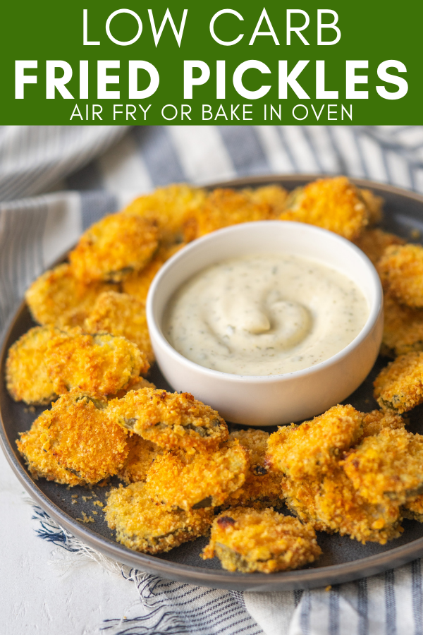 pinterest image for low carb fried pickles