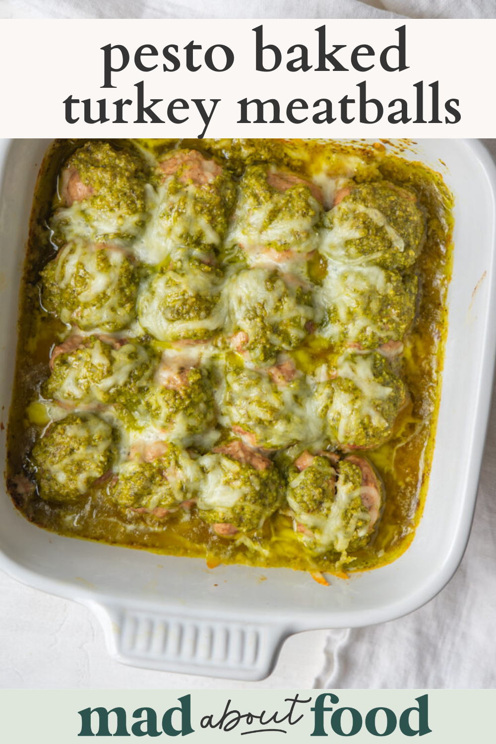 Image for Pinning Pesto Baked Turkey Meatballs recipe on Pinterest