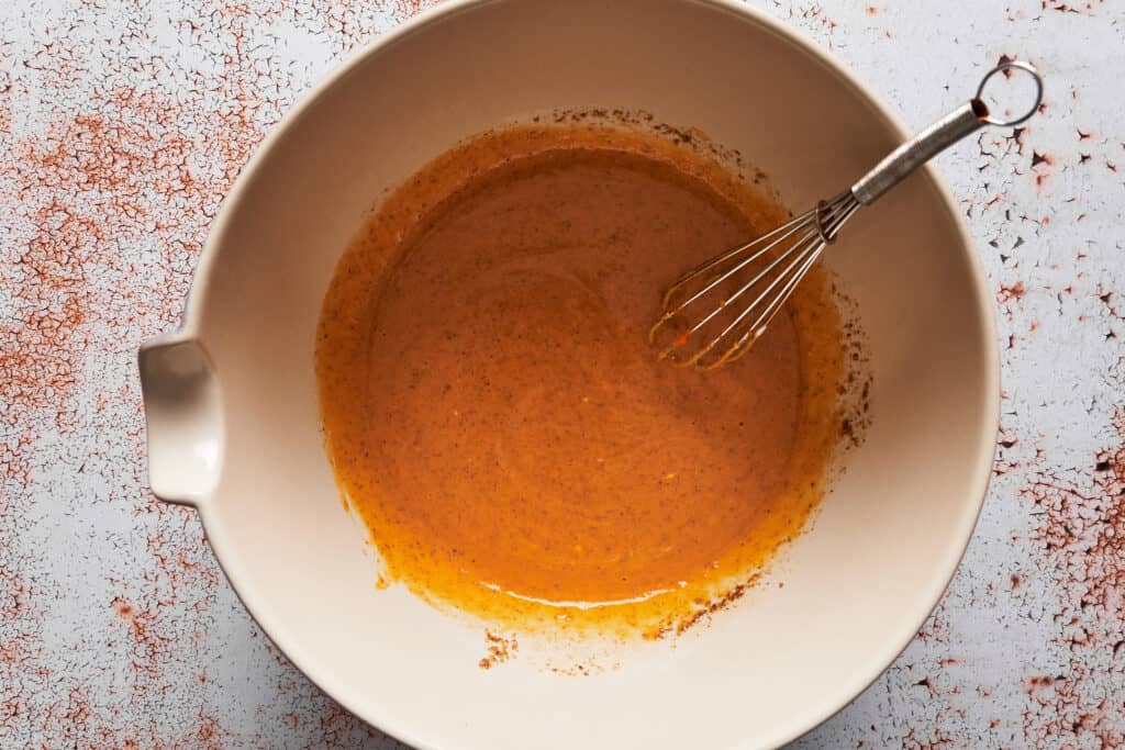 pumpkin puree, greek yogurt, and maple syrup mixed together 