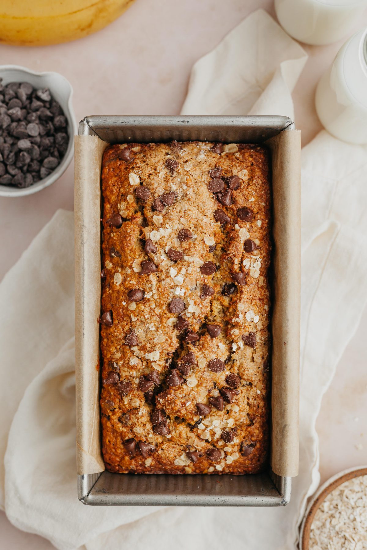Oatmeal Chocolate Chip Banana Bread (Gluten Free + Fluffy + Moist)