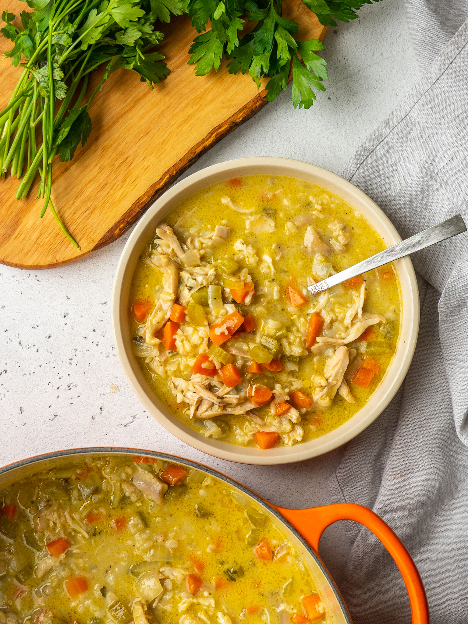 Creamy Chicken and Brown Rice Soup