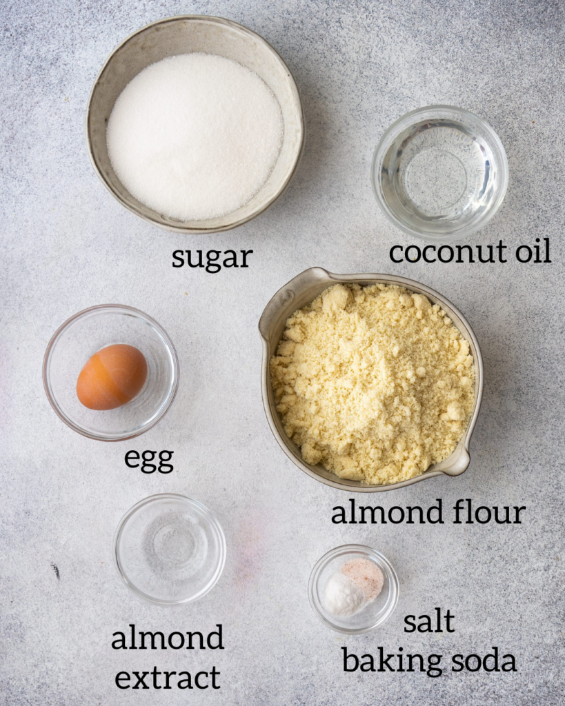 above view of ingredients for the holiday almond cookies