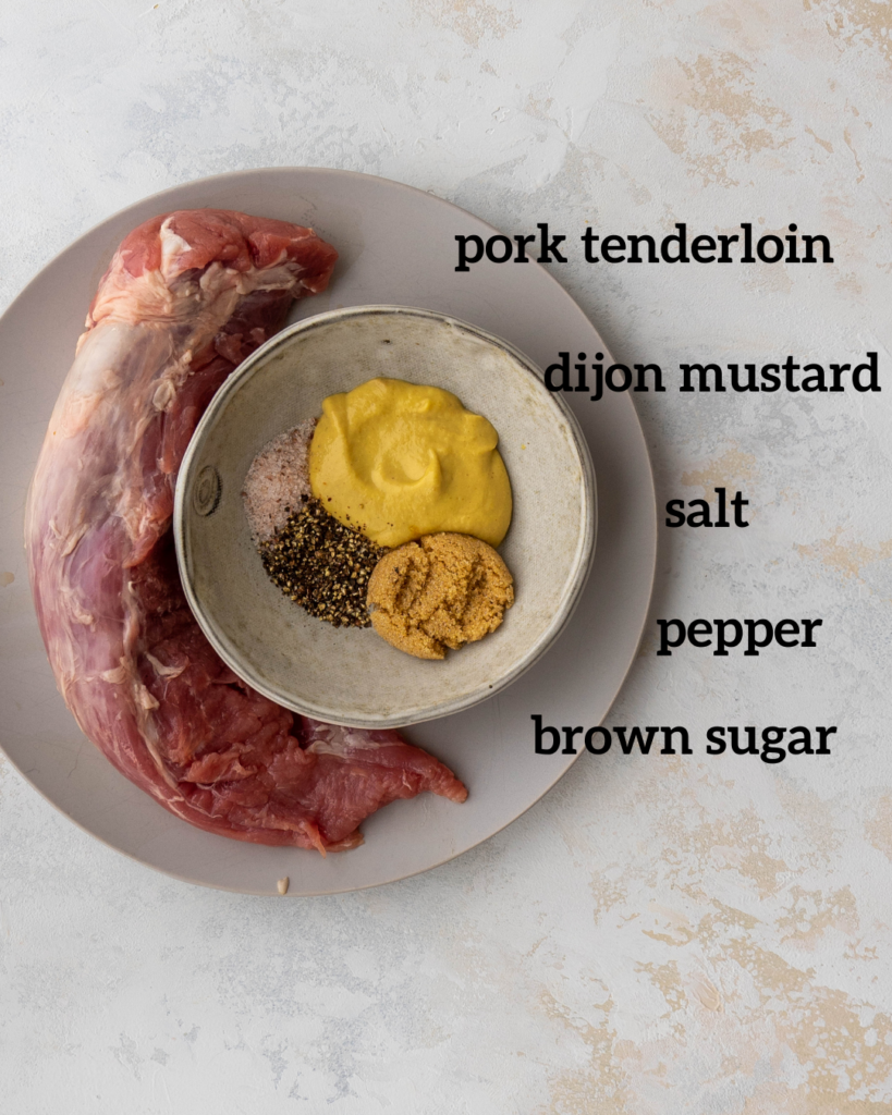 overhead view of ingredients for air fryer pork tenderloin