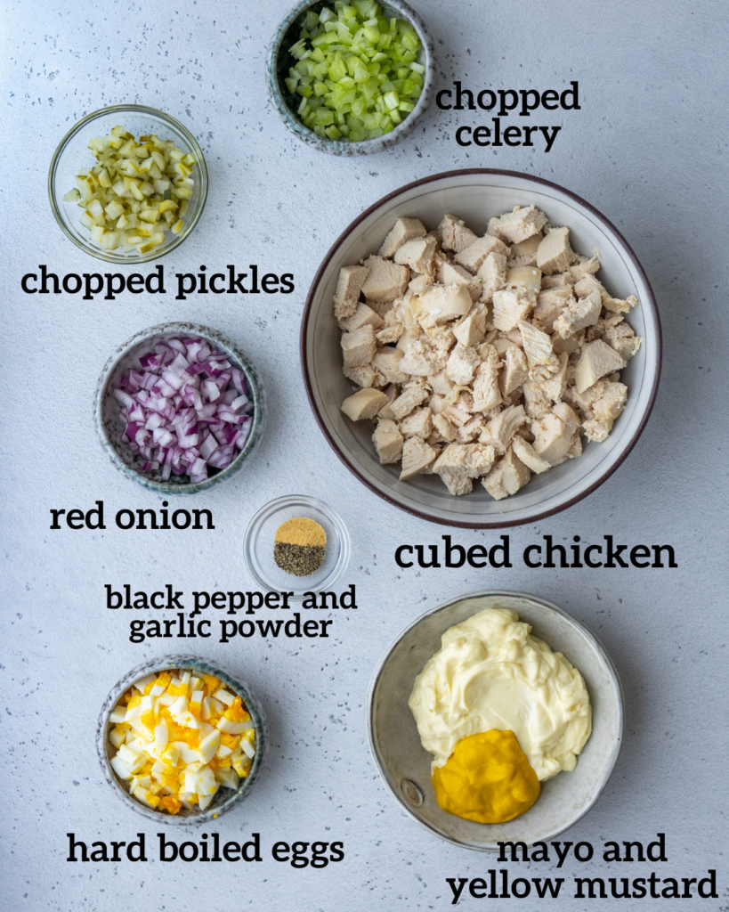 ingredients for southern style chicken salad