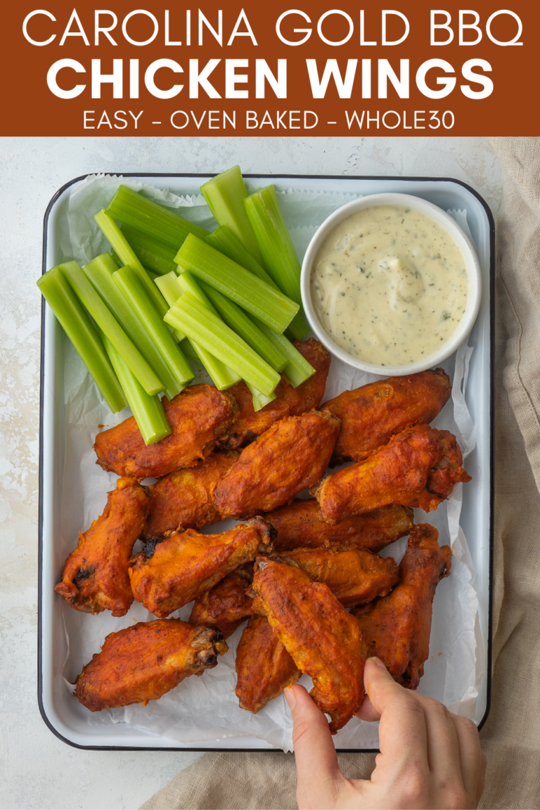 Carolina Gold BBQ Chicken Wings (Oven Baked + Whole30 + Paleo)
