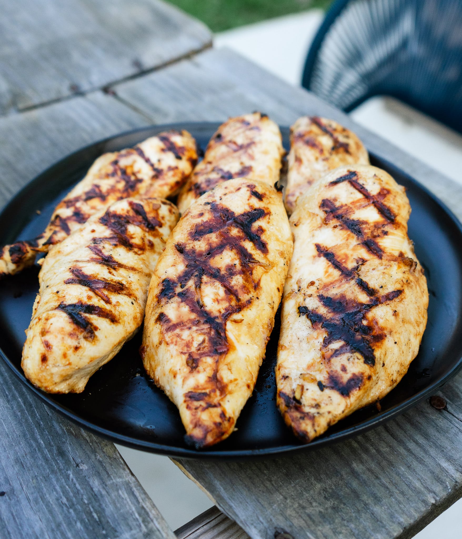 Three quarter view of grilled ginger lime chicke 