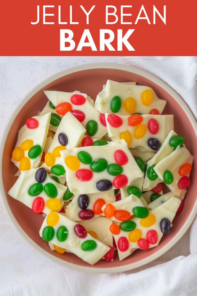 Image for pinning Jelly Bean Bark recipe on Pinterest