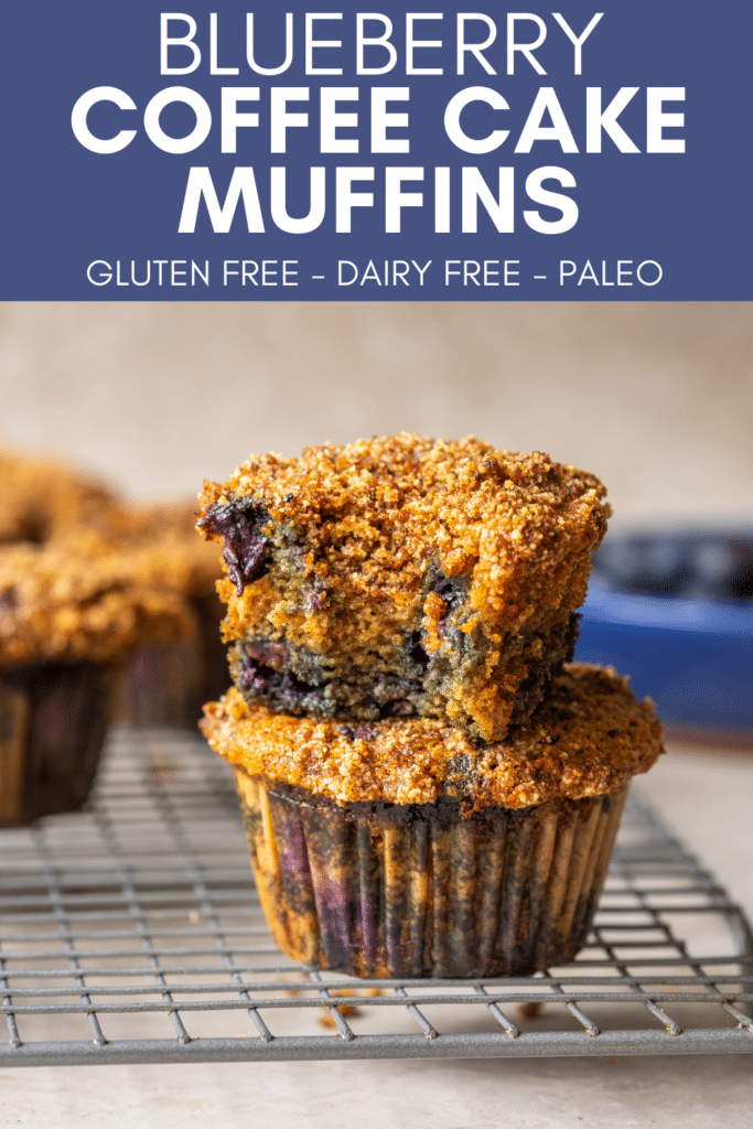 Image  for pinning Blueberry Coffee Cake Muffins recipe on Pinterest