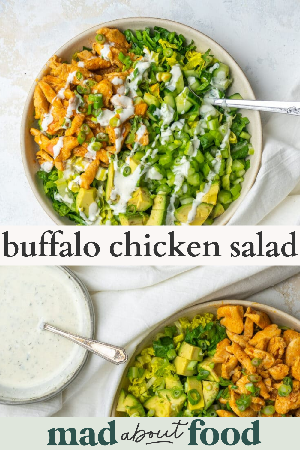 Image for pinning buffalo chicken salad recipe on Pinterest