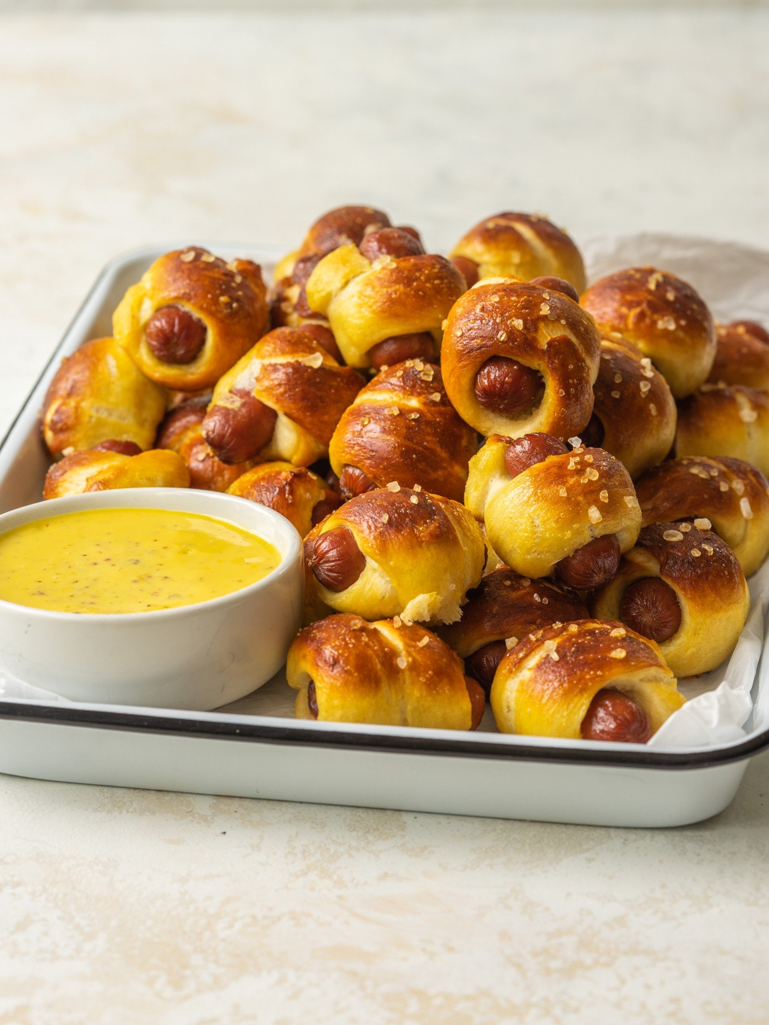 Mini Pretzel Dogs Mini Hot Dogs Wrapped in a Pretzel Bun