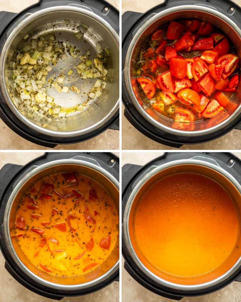 Step by step assembly of instant pot tomato soup