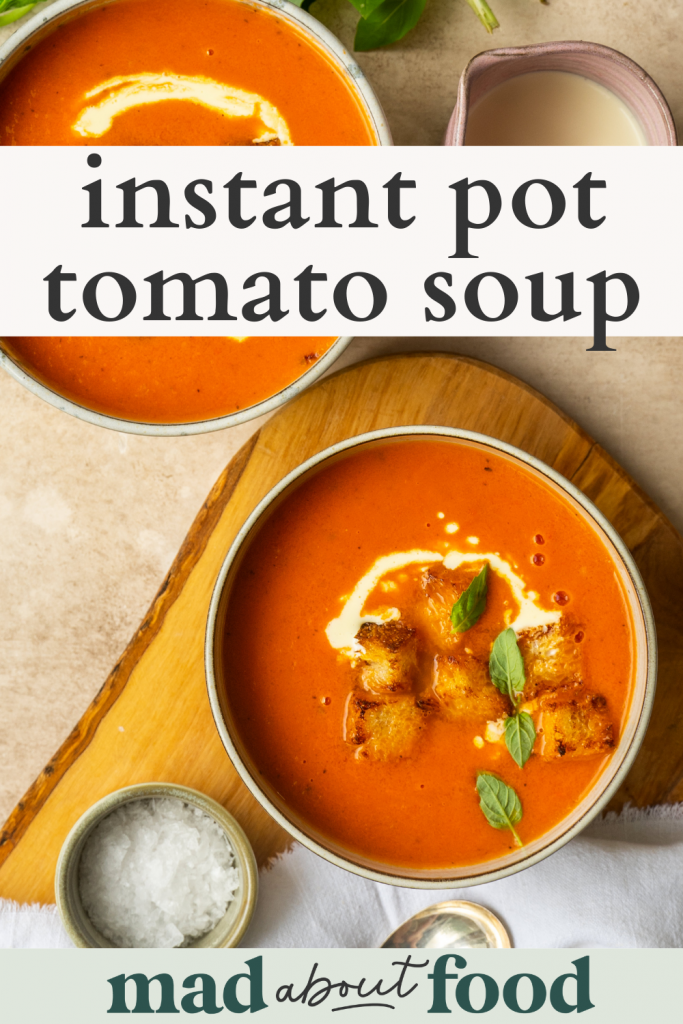 Image for pinning instant pot tomato soup recipe on pinterest
