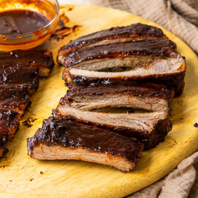 Sliced st louis style ribs made in the air fryer