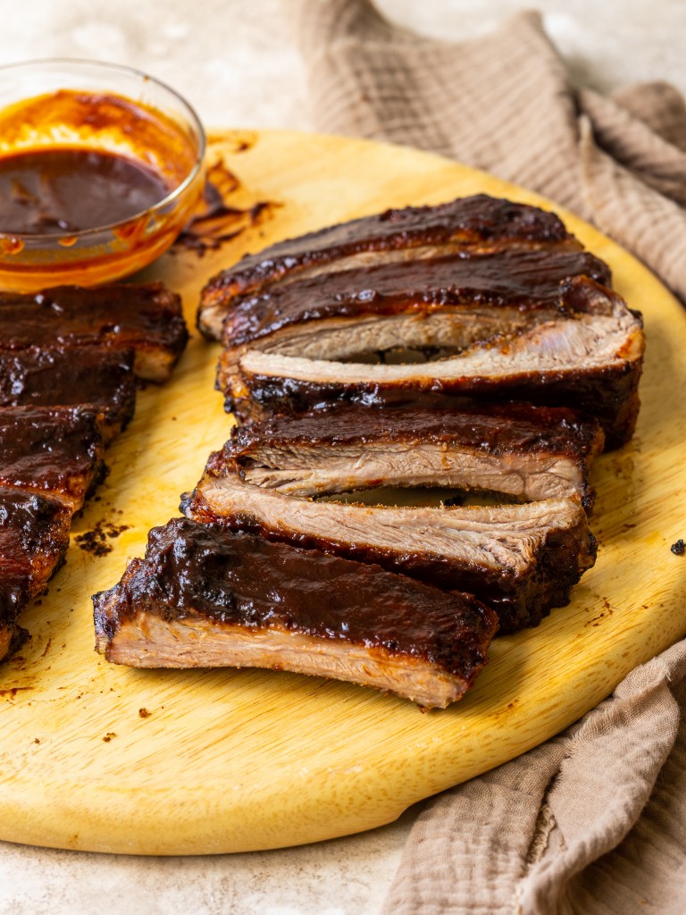 Sliced st louis style ribs made in the air fryer