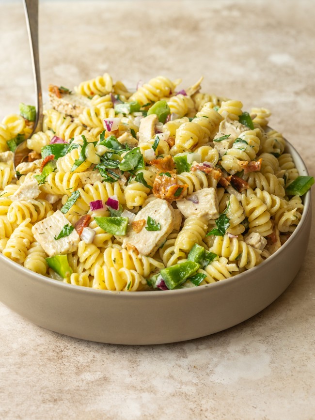 Chicken Bacon Ranch Pasta Salad Recipe Quick and Easy