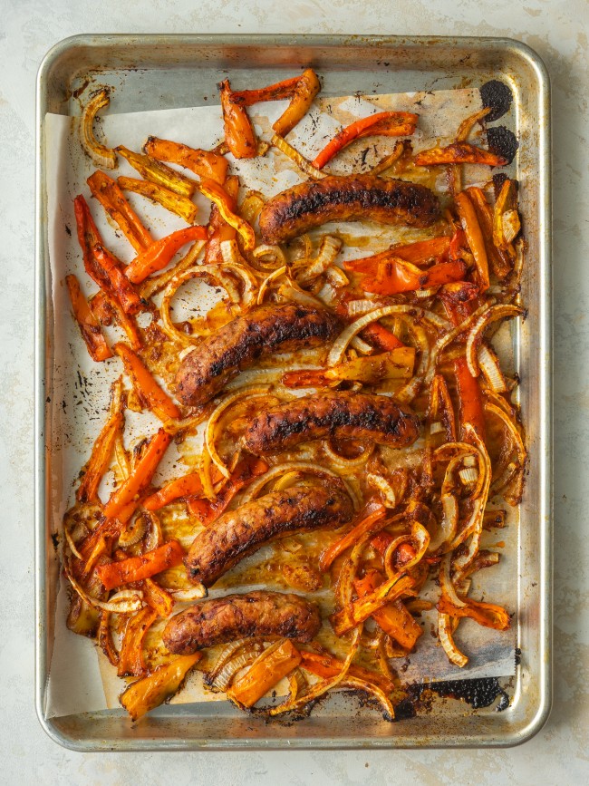Sheet Pan Sausage and Peppers Oven Baked Italian Sausage
