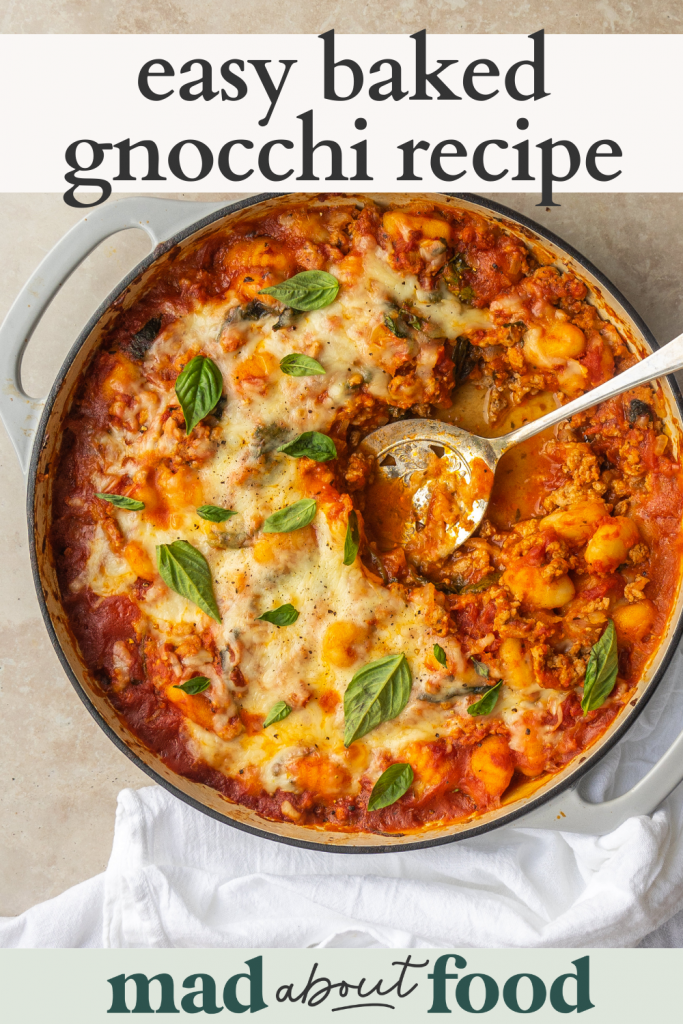 Image for pinning easy baked gnocchi recipe on pinterest