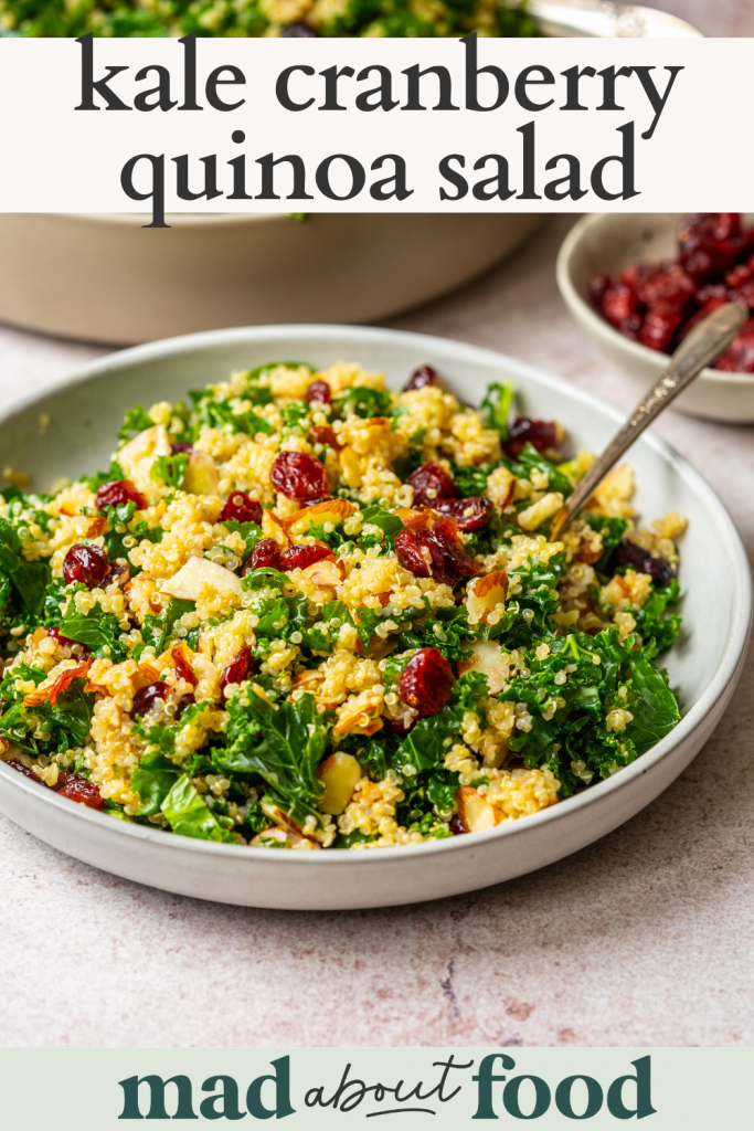 Image for pinning Kale Cranberry Quinoa Salad on Pinterest