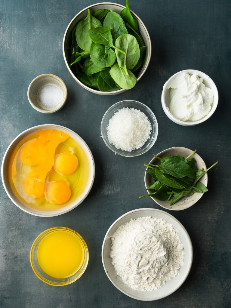 Ingredients for savory dutch baby recipe