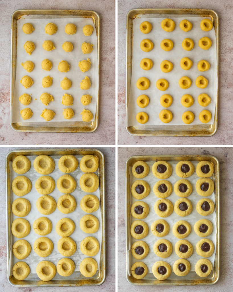 Step by step assembly of the chocolate shortbread cookies