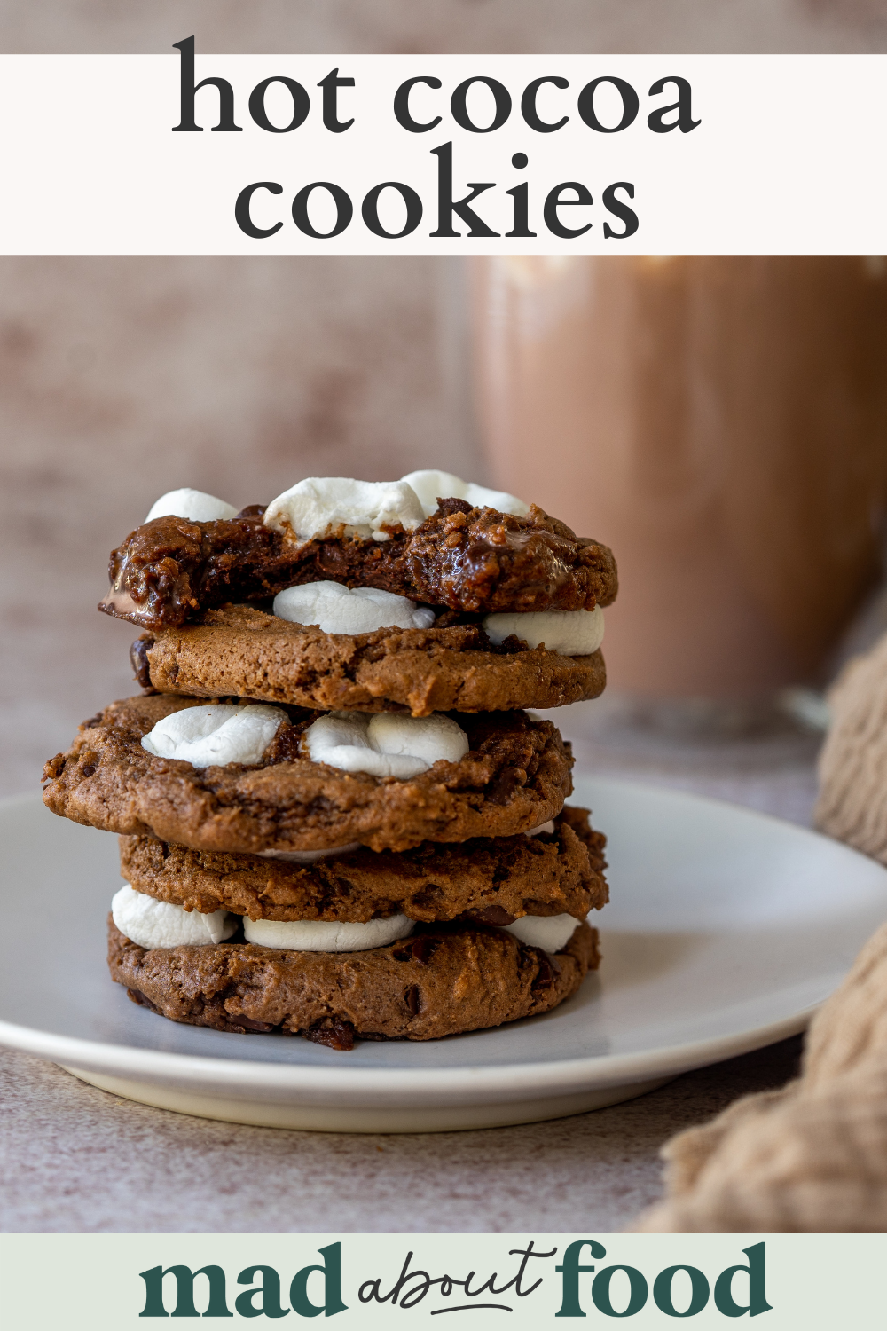 Image for pinning Hot Cocoa Cookies recipe on Pinterest
