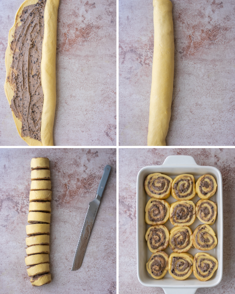 Step by step assembly of oreo cinnamon rolls