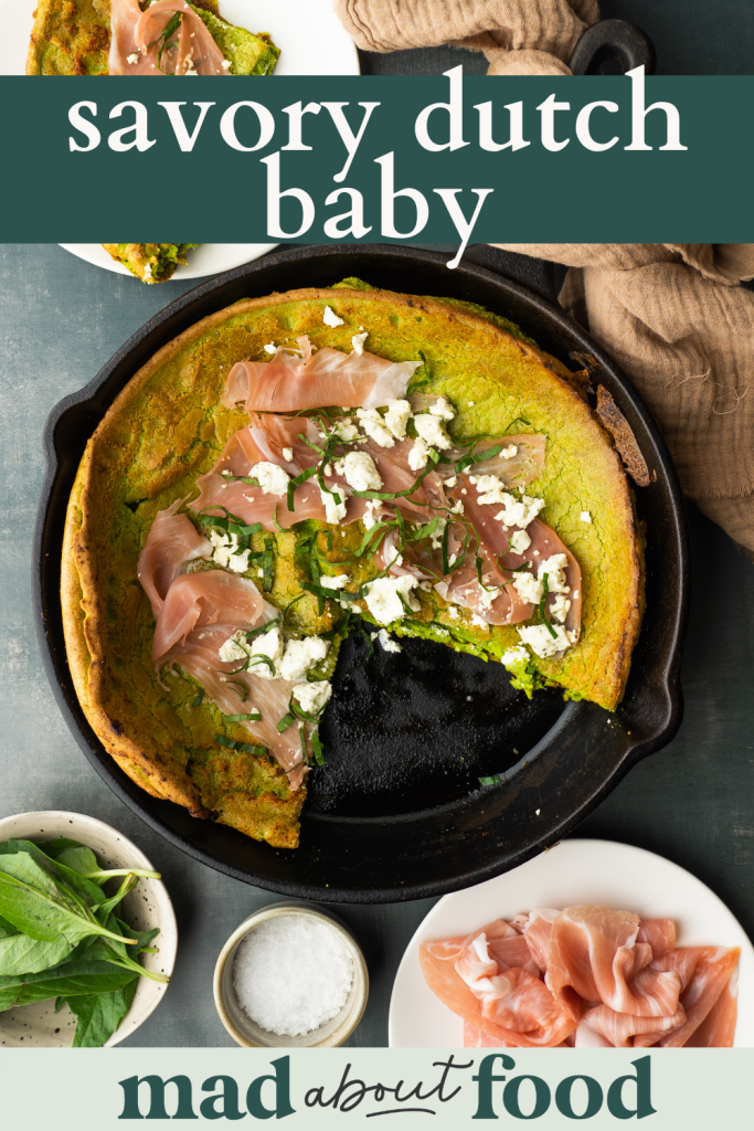 Image for pinning Savory Dutch Baby recipe on Pinterest