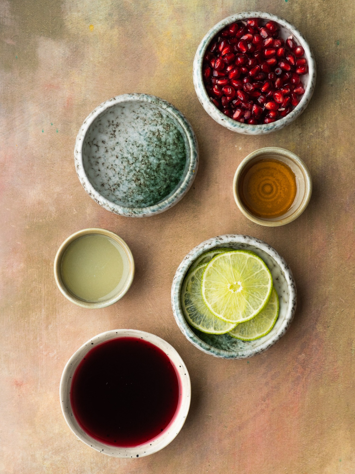 Ingredients for a pomegranate margarita recipe