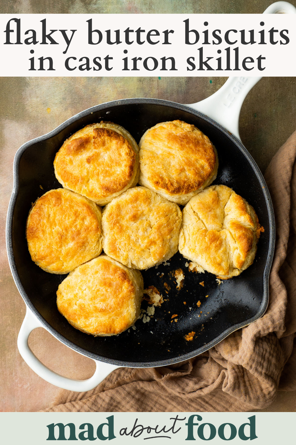 Image for pinning flaky butter biscuit in cast iron skillet recipe