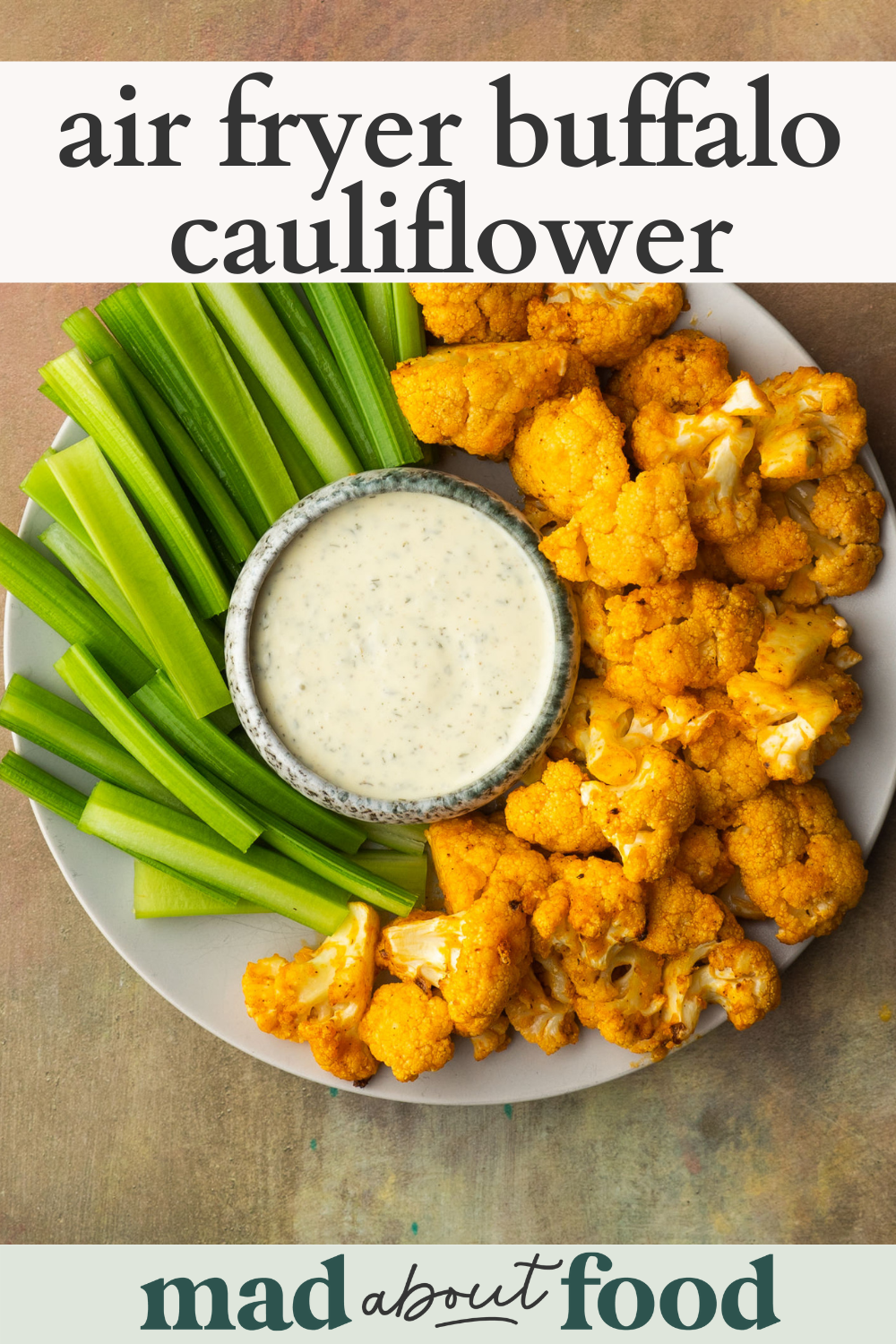 Image for pinning Air Fryer Buffalo Cauliflower recipe on Pinterest