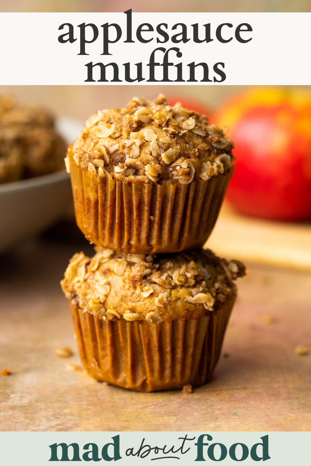 Image for pinning applesauce muffins recipe on Pinterest
