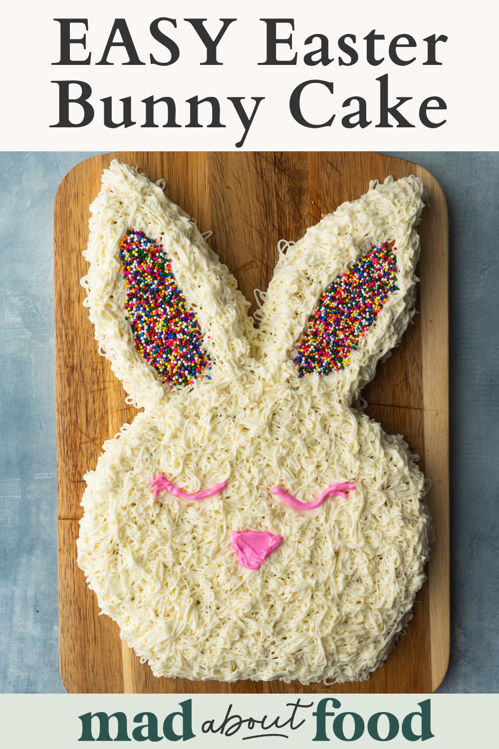 Image for pinning Easy Easter Bunny Cake Recipe on Pinterest