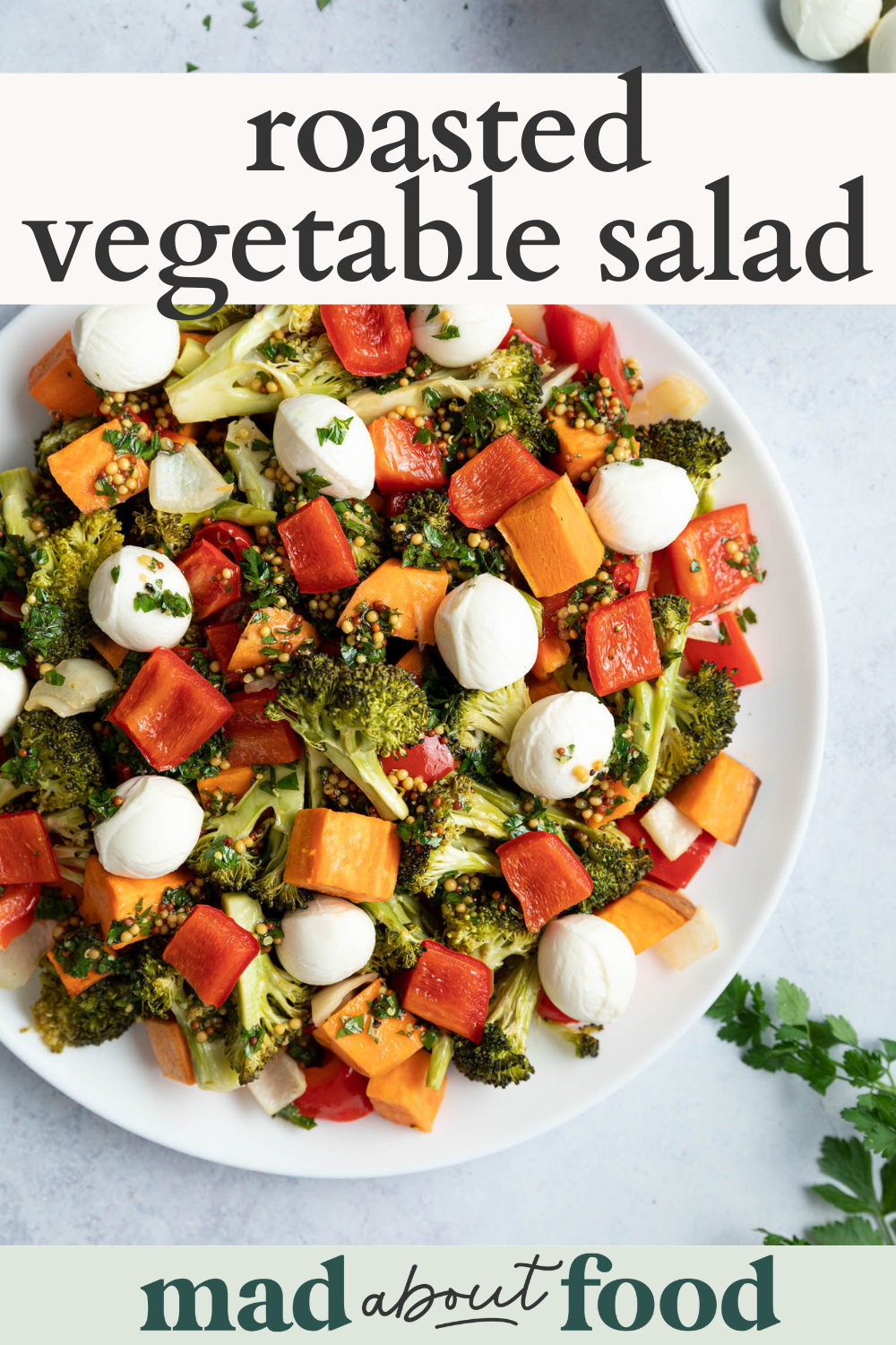 Image for pinning roasted vegetable salad recipe on pinterest