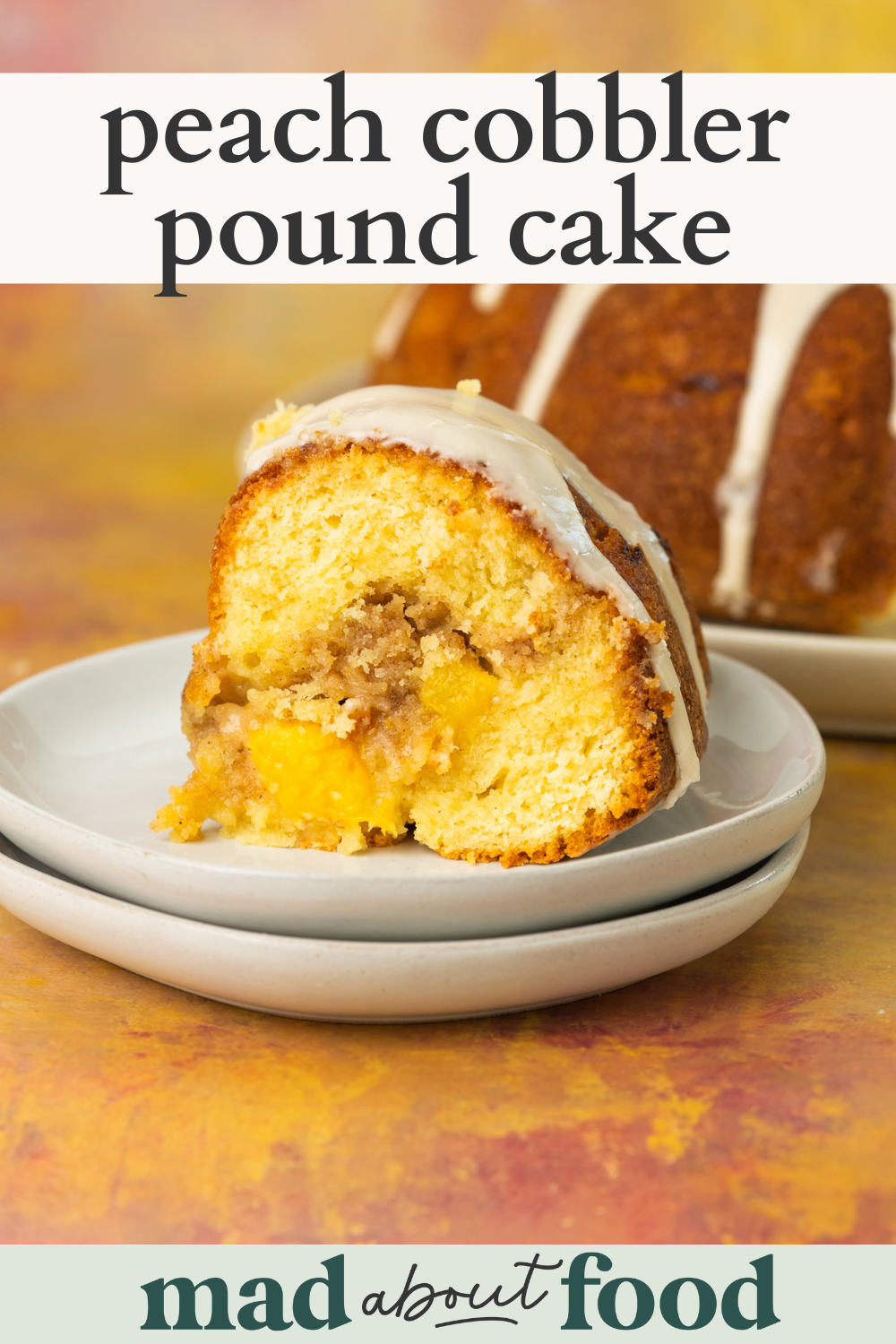 Image for pinning peach cobbler pound cake on Pinterest