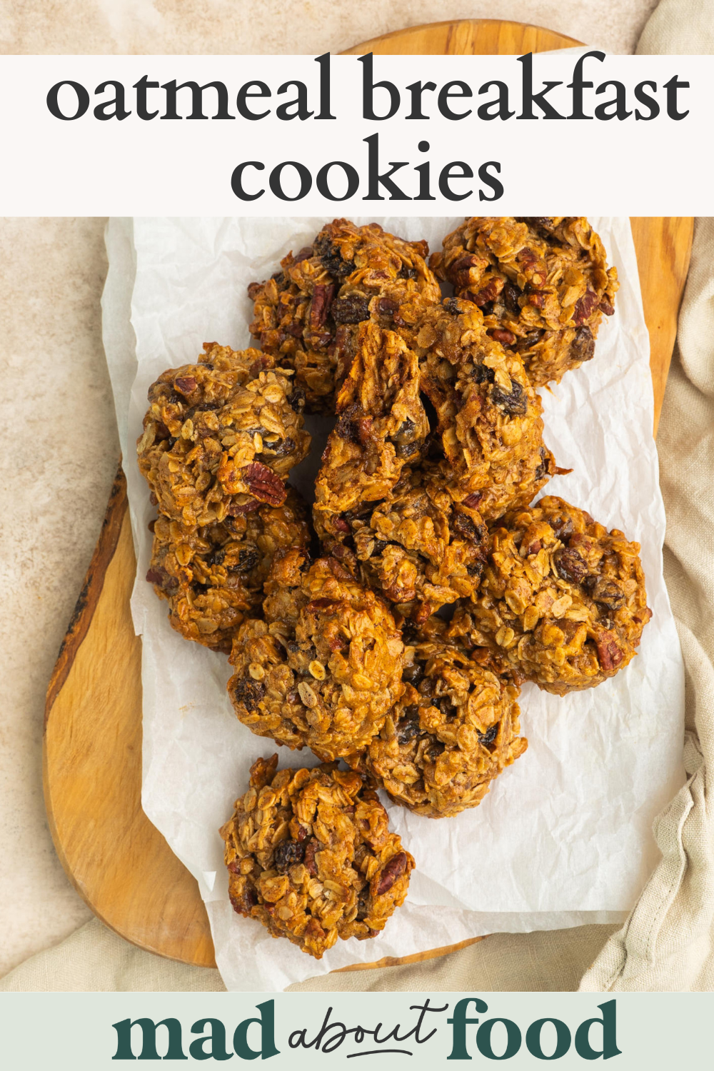 Image for pinning Oatmeal Breakfast Cookies Recipe on Pinterest
