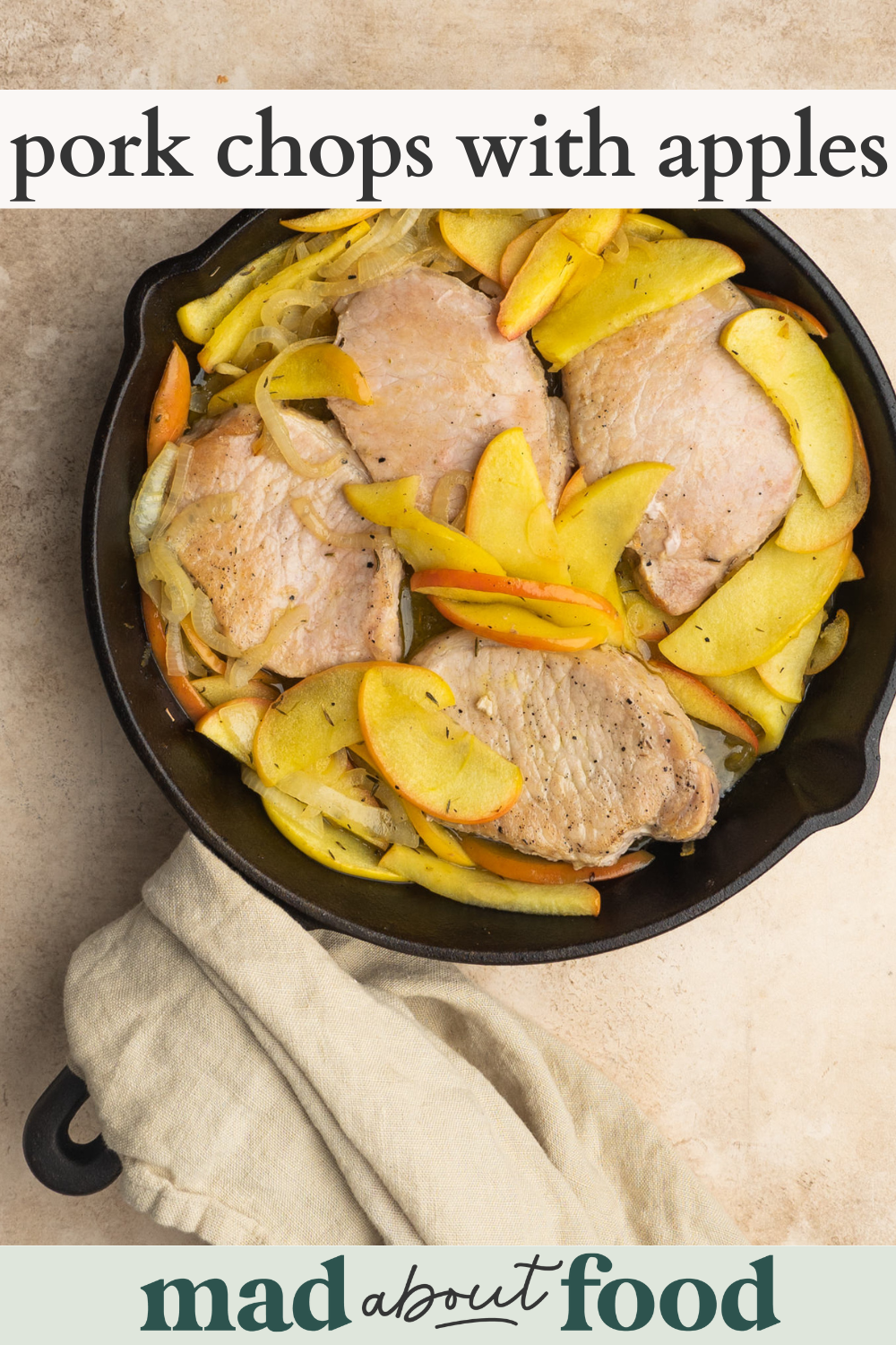 Image for pinning Pork Chops with Apples recipe on Pinterest