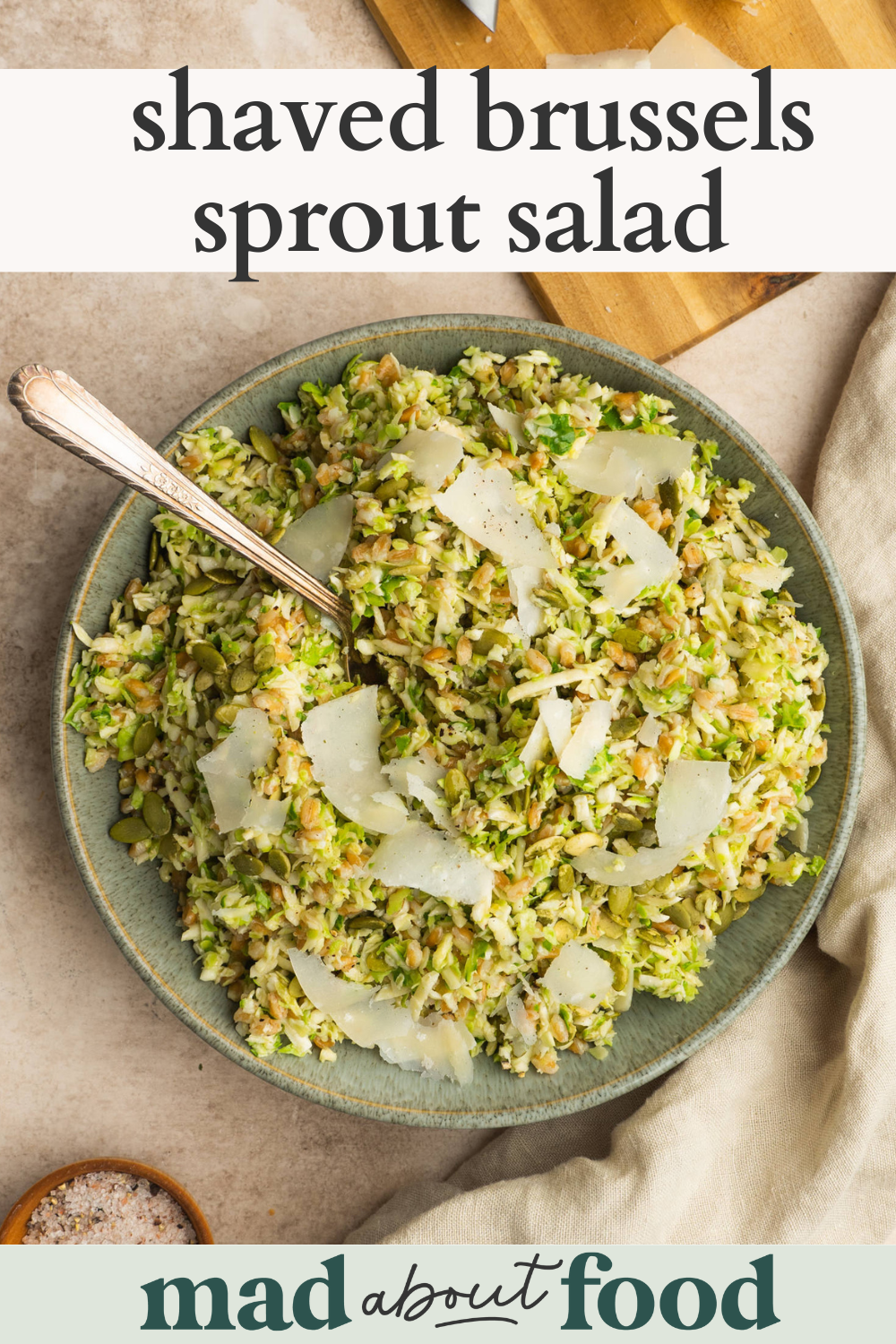 Image for pinning Shaved Brussels Sprout Salad on PInterest