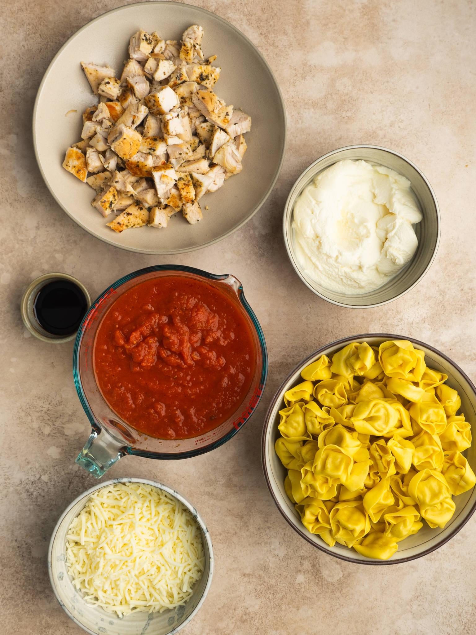 Ingredients for this baked recipe with tortellini