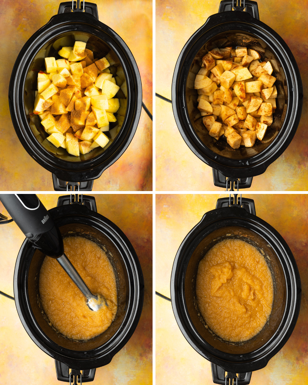 Step by step assembly of slow cooker applesauce