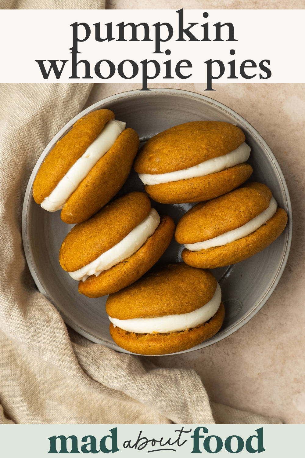 Image for pinning pumpkin whoopie pies recipe on Pinterest