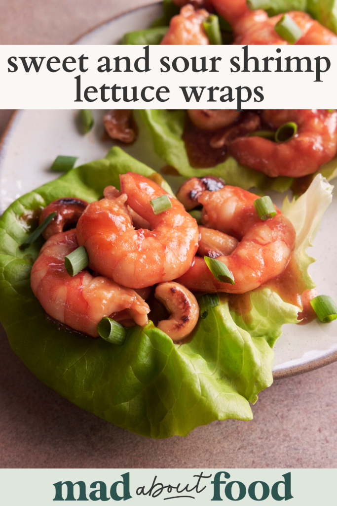 Image for pinning sweet and sour shrimp lettuce wraps