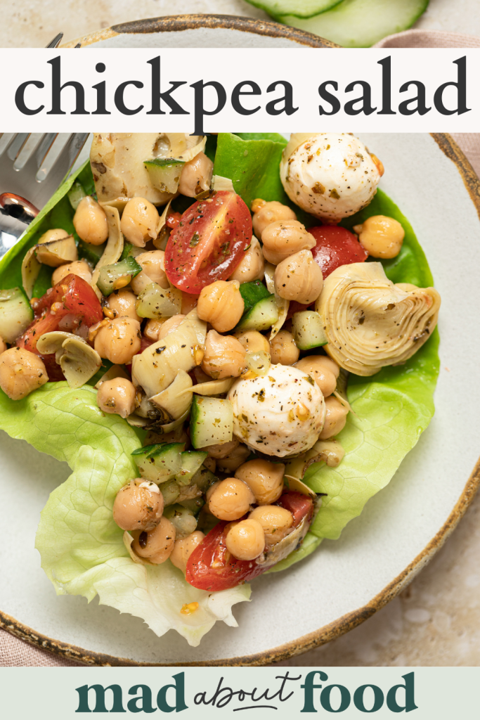 Image for pinning Easy Chickpea Salad Recipe on Pinterest